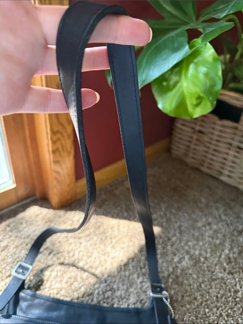 Coach Black Leather Messenger Bag with Adjustable Strap